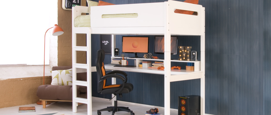 EDIT HIGH SLEEPER LOFT BED WITH FULL LENGTH - GAMING DESK
