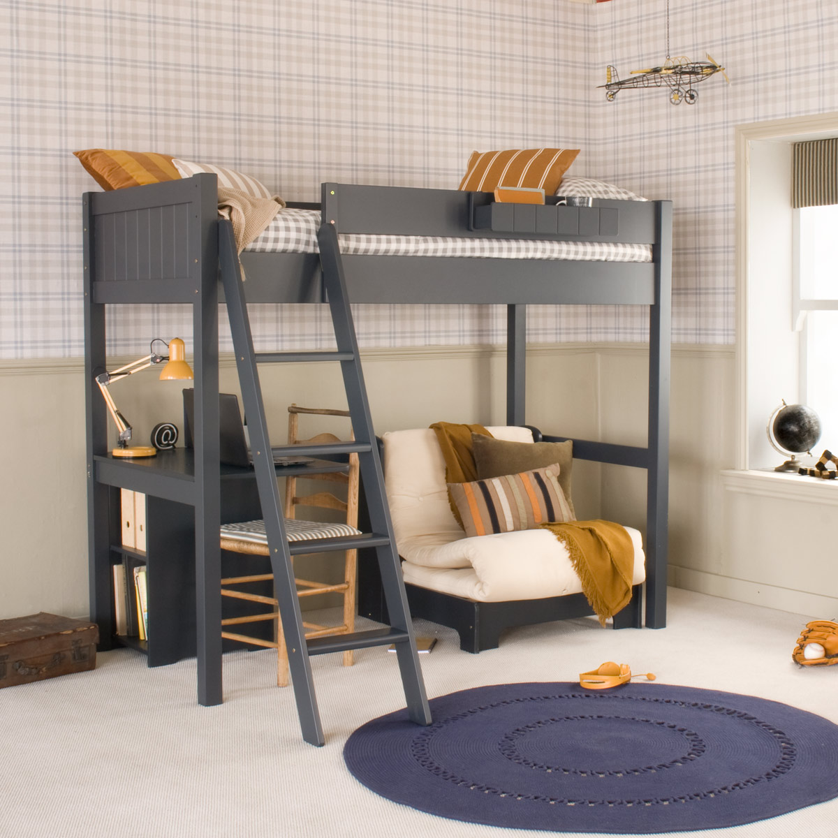 FARGO HIGH SLEEPER LOFT BED WITH FUTON CHAIR BED AND STORAGE DESK