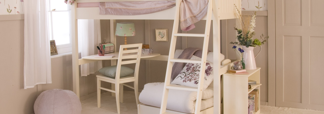 FARGO HIGH SLEEPER LOFT BED WITH FUTON CHAIR BED AND CORNER DESK 