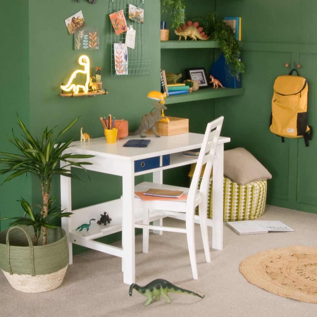 White chair for study on sale table