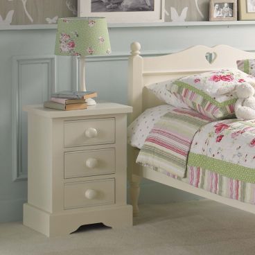 cream, ivory white Fargo bedside table in county cottage styled interior for girls 