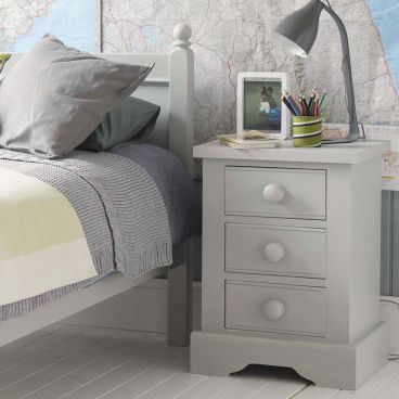 traditional, Farleigh Grey bedside cabinet in front of wall of maps