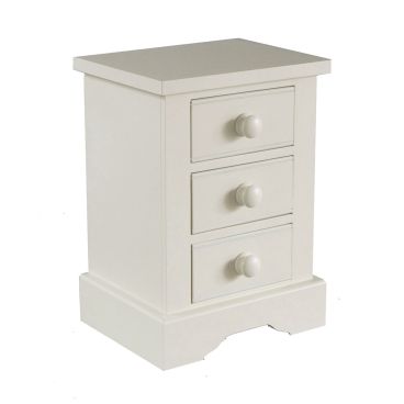 Ivory White bedside cabinet with three drawers
