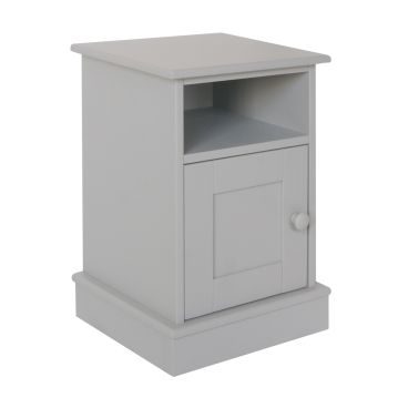 Grey traditional bedside cabinet with shelf and cupboard