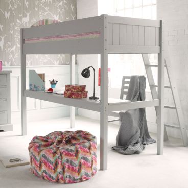 Fargo high sleeper loft bed with large full length study desk underneath.