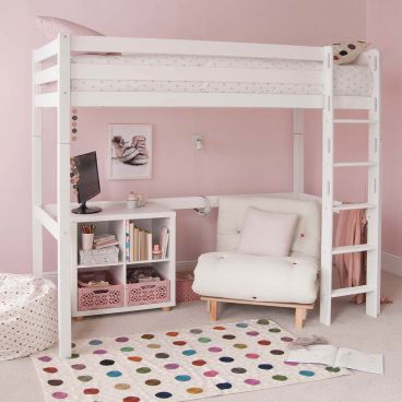 High Sleeper Loft Bed Storage Futon, Bunk Bed With Futon Chair And Desk