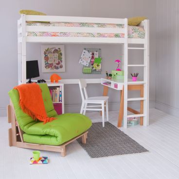 High Sleeper Loft Bed Desk Storage, Bunk Bed With Futon Chair And Desk