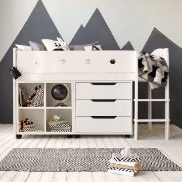 CUBIX Mid Sleeper with Chest of Drawers & Storage Bookcase