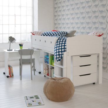 CUBIX Mid Sleeper with Chest of Drawers, Bookcase & Desk