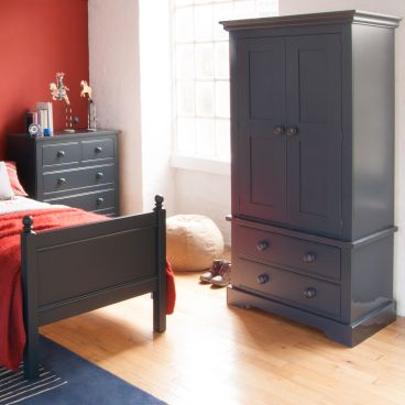 Fargo child's wardrobe/armoire with storage drawers. Full width hanging rail and 2 large drawers. Kids room storage 