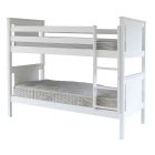 White Classic Beech Bunk bed in white, with tongue and groove end panels and a fixed space saving ladder