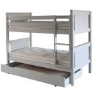Classic Beech Bunk Bed in Dove Grey, cut out photo with storage trundle underneath.