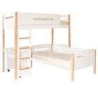 white and natural beech Edit loft bunk bed with daybed and storage desk underneath