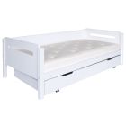 Edit Pure White day bed with sleepover and storage trundle underneath and lozenge shaped cut outs in ends 