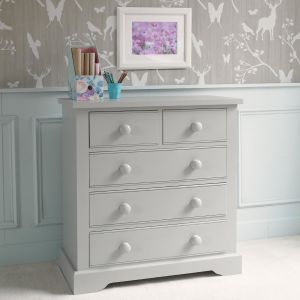 Fargo large chest of drawers for kids, in Farleigh Grey. Classic design, dovetail jointing, luxury furniture