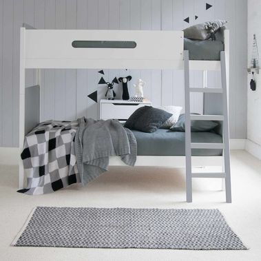 GREY BUNK BED WITH BLACK GEO WALL MURAL