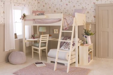 Fargo ivory white high sleeper loft bed 