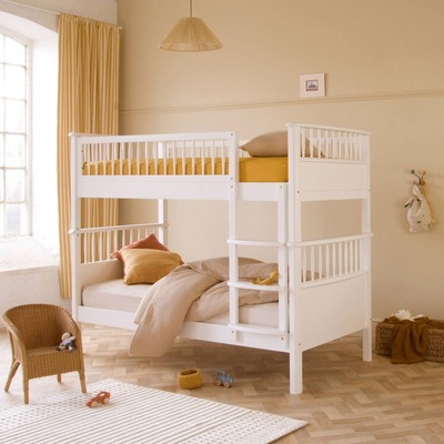 white bunk bed