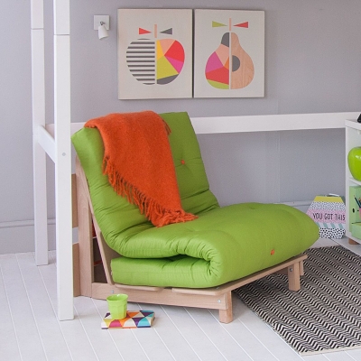 futon as a chair, lime green 