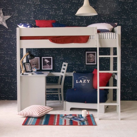 loft bed with desk and futon underneath