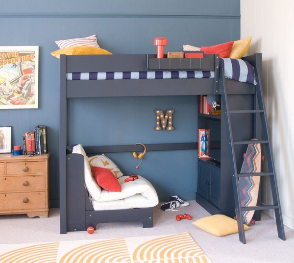 Fargo loft bed with futon and media storage