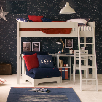 Fargo High Sleeper with desk and futon chair 