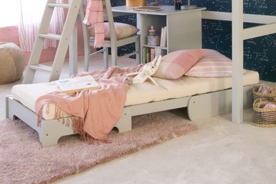 unfolded futon under high sleeper bed 