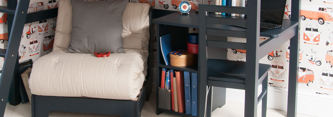 High Sleeper Bed Futon Storage Desk, Bunk Bed Desk Futon