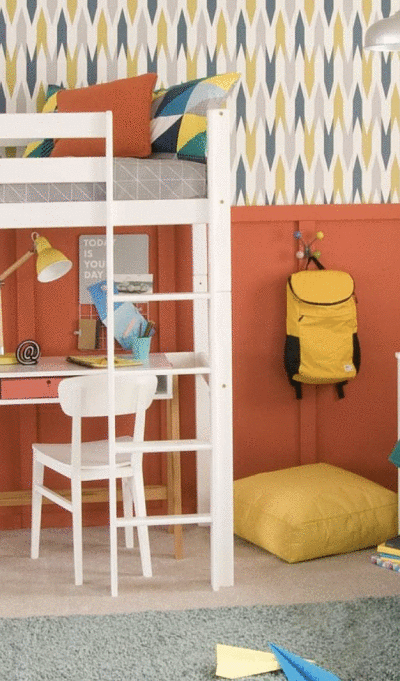 high sleeper bed frame close up geometric bedroom