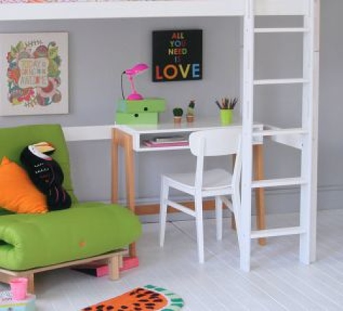 desk under high sleeper bed