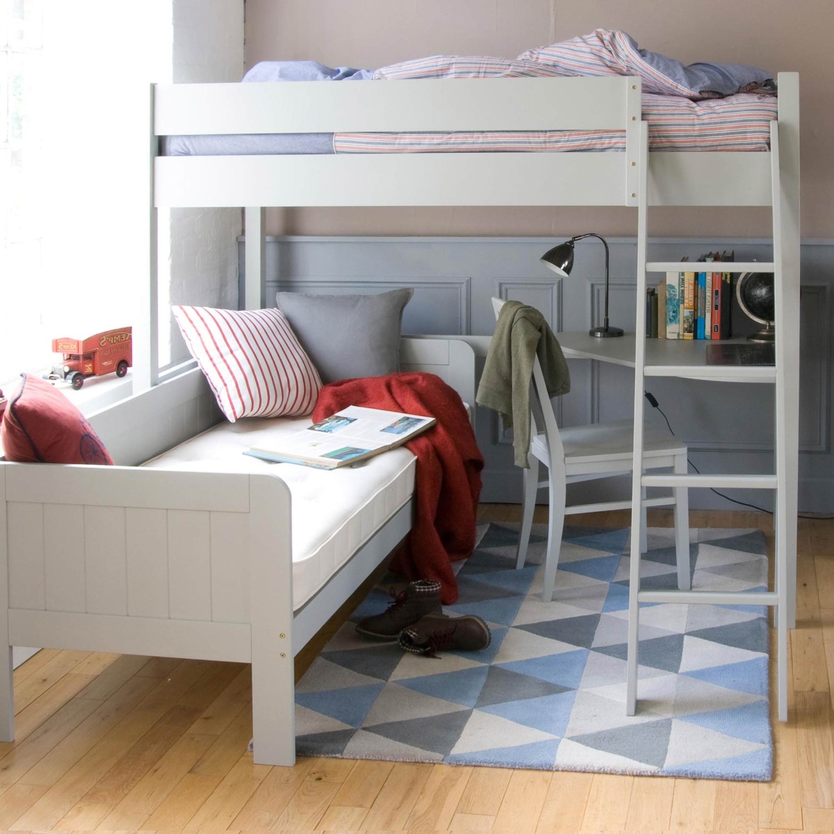 bunk bed with daybed underneath