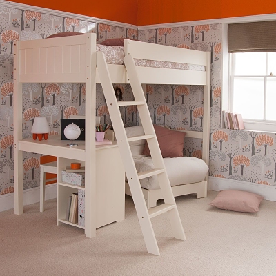 orange and neutral bedroom 