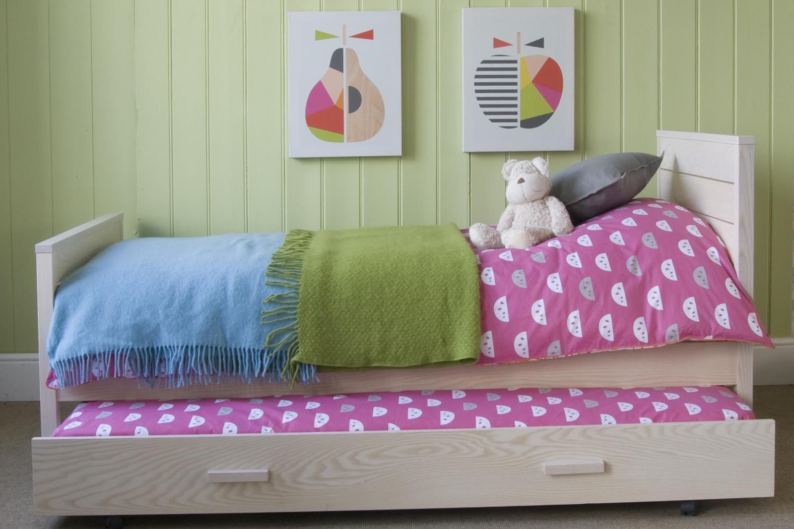 Woodland Single Bed with Trundle - Whitewash Ash